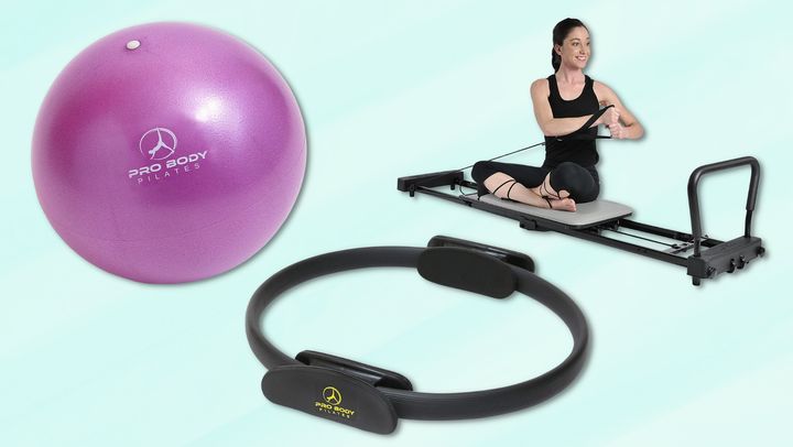 A ProBody Pilates mini exercise ball, ProBody Pilates ring and Stamina AeroPilates reformer 287