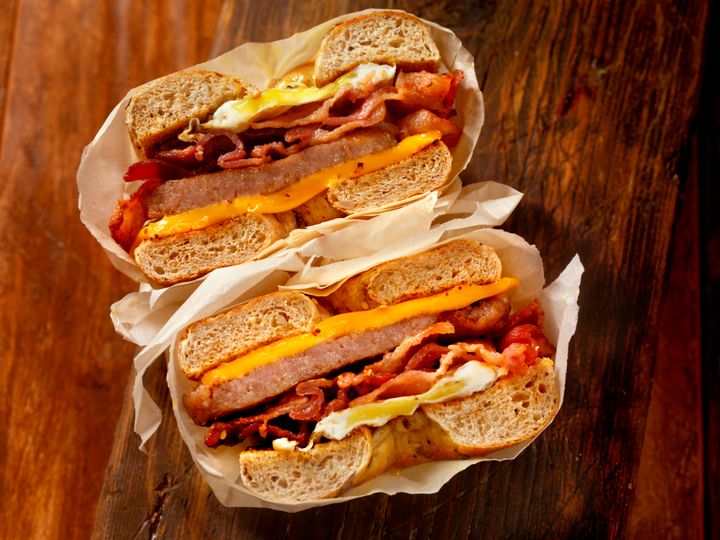 Neither the bacon nor sausage in your breakfast sandwich are a good idea, especially first thing in the morning when your stomach is empty.