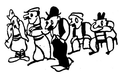 Μάγκες του Πειραιά, σκίτσο του Παυλίδη από την εφημερίδα Πατρίς, 1933.
