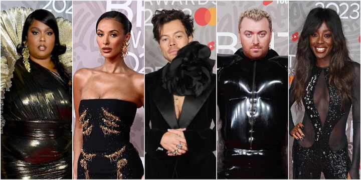 Lizzo, Maya Jama, Harry Styles, Sam Smith and AJ Odudu on the Brit Awards red carpet