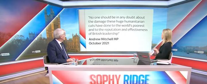 Andrew Mitchell was shown what he previously said on the UK's aid budget