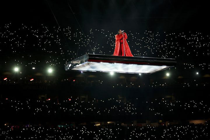 Rihanna delivered her Super Bowl performance from an arrangement of floating stages.