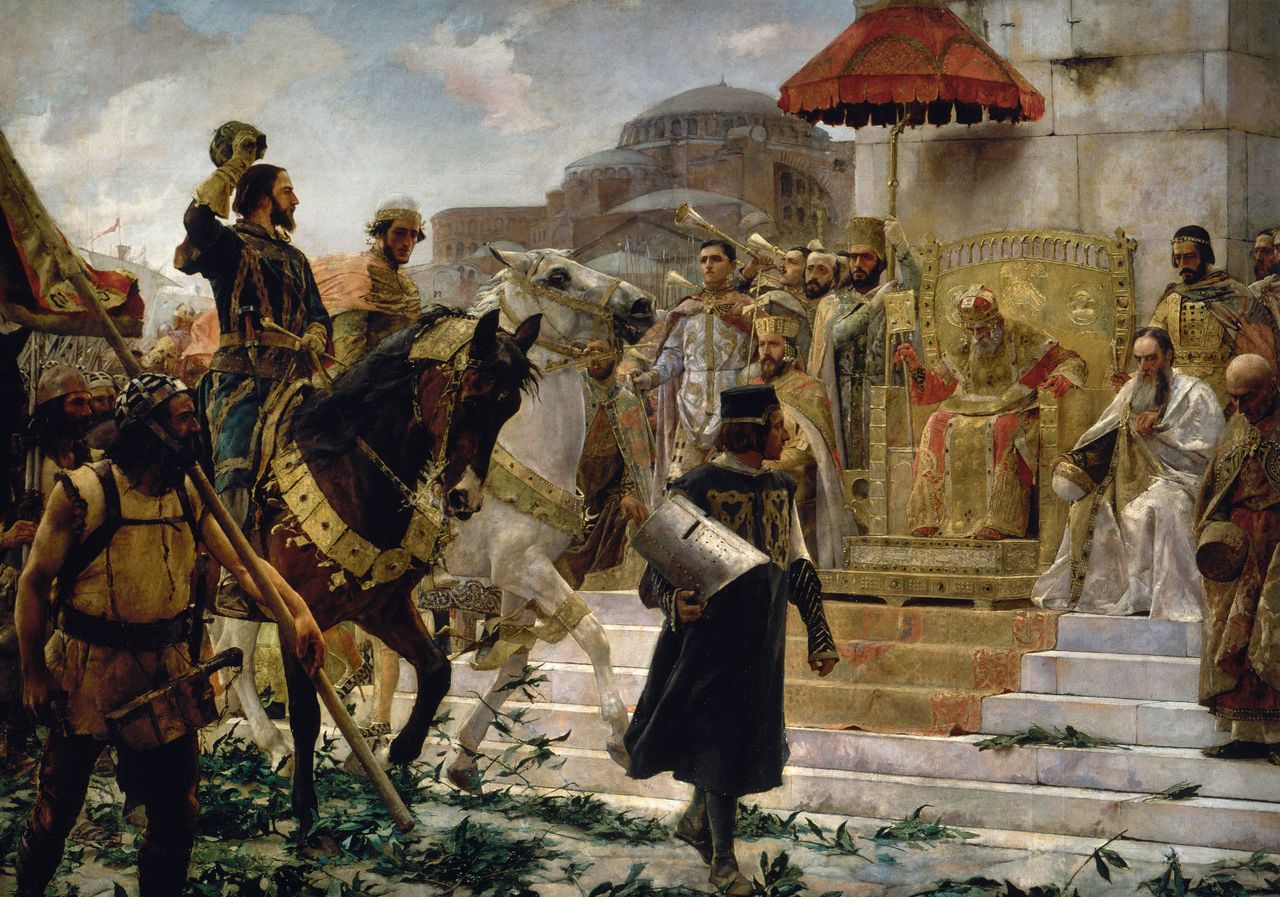 Ο Ρογήρος ντε Φλορ γίνεται δεκτός από τον βυζαντινό αυτοκράτορα στην Κωνσταντινούπολη.