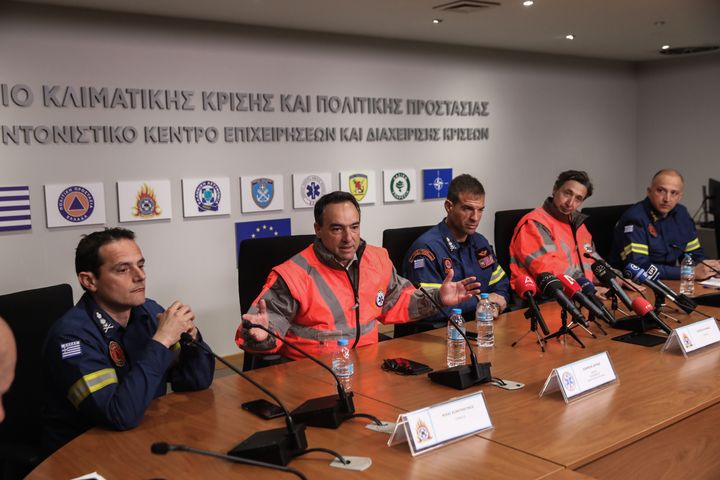 Συνέντευξη Τύπου εκπροσώπων της Ελληνικής Αποστολής Έρευνας και Διάσωσης στην Τουρκία, στο του Υπουργείο Κλιματικής Κρίσης και Πολιτικής Προστασίας, Τρίτη 14 Φεβρουαρίου 2023. (ΓΙΑΝΝΗΣ ΠΑΝΑΓΟΠΟΥΛΟΣ/EUROKINISSI)
