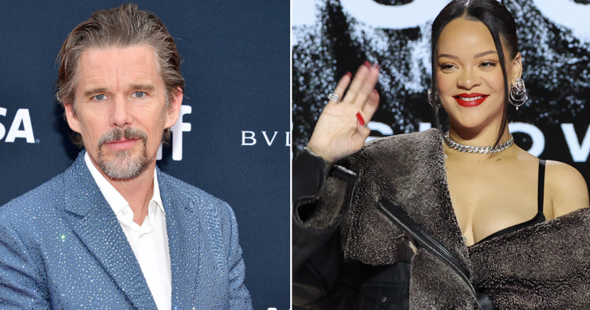 NextImg:Ethan Hawke Apologizes To Son For Once Stealing His Seat Next To Rihanna