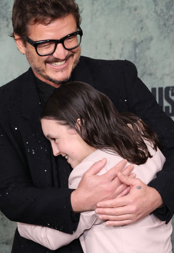 Bella Ramsey (right) with Pedro Pascal at the January premiere.