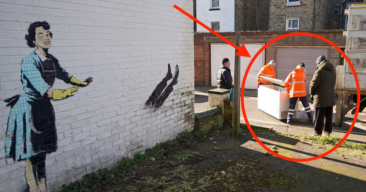 NextImg:Part Of Banksy's Latest Installation Is Removed For Safety Reasons