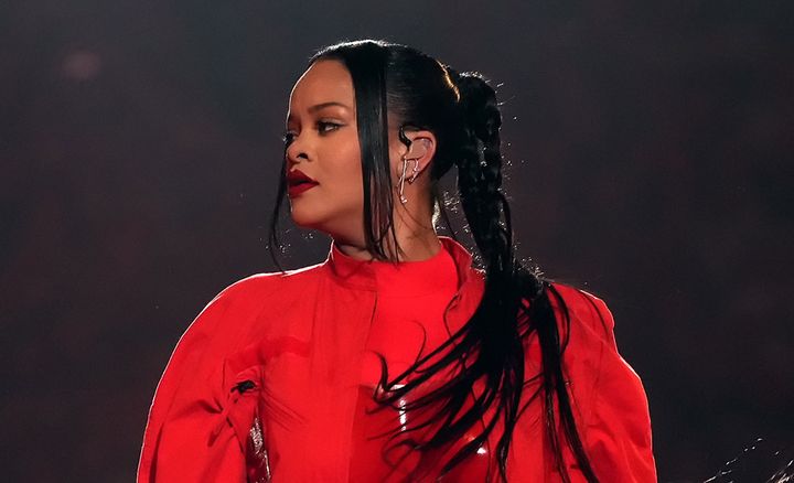 Rihanna performs during the Super Bowl on February 12, 2023.