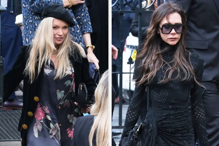 Kate Moss and Victoria Beckham at Dame Vivienne Westwood's memorial