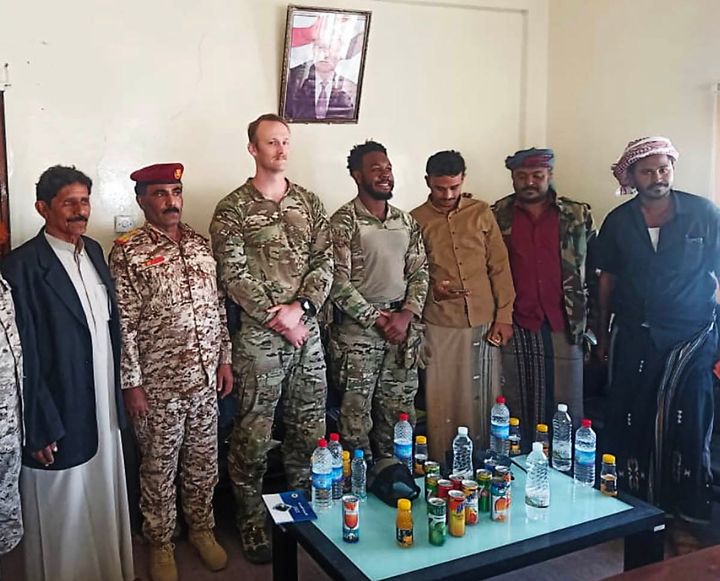 American military personnel pictured with Saudi-linked forces in Al-Mahra province, Yemen, in February 2022.