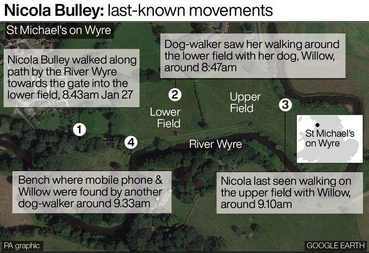 Nicola Bulley: last-known movements.