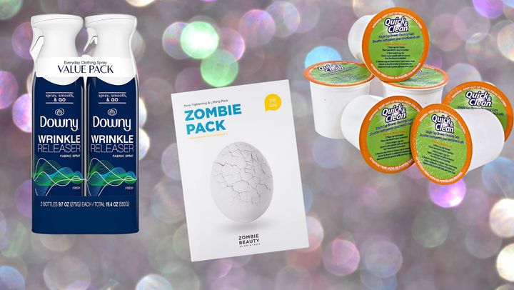 Downy wrinkle-releasing spray, “zombie” face masks, Keurig cleaning cups