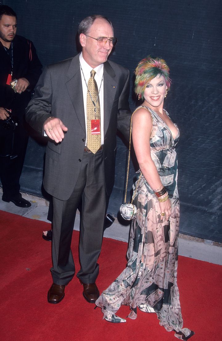 Jim Moore (left) and Pink at the 2000 Billboard Music Awards.