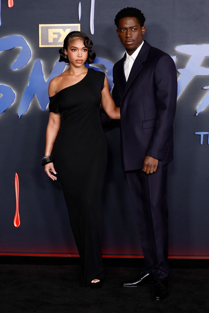 Lori Harvey and Damson Idris at the red carpet premiere event for the sixth and final season of FX's "Snowfall" on Wednesday in Los Angeles, California.