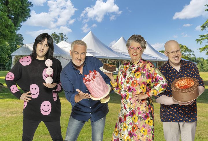 The presenting and judging team of Bake Off pictured in 2021
