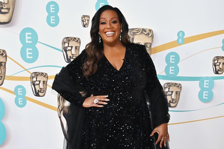 Alison Hammond arrives at the EE BAFTA Film Awards 2023 at The Royal Festival Hall on February 19, 2023 in London, England. (Photo by Dave Benett/Getty Images)