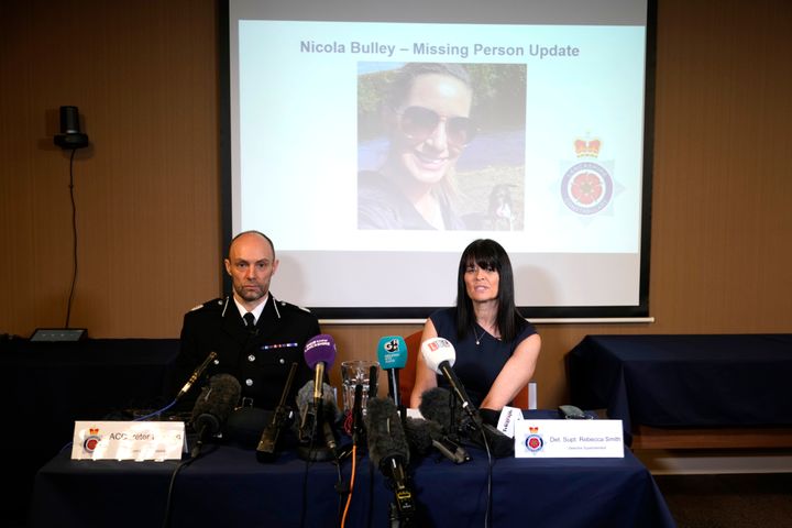 Assistant chief constable Peter Lawson and senior investigating officer, detective superintendent Rebecca Smith, holding a press conference at Lancashire Police HQ.
