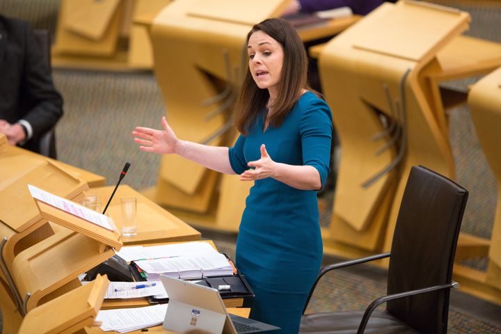 Kate Forbes delivering her budget at the Scottish parliament.