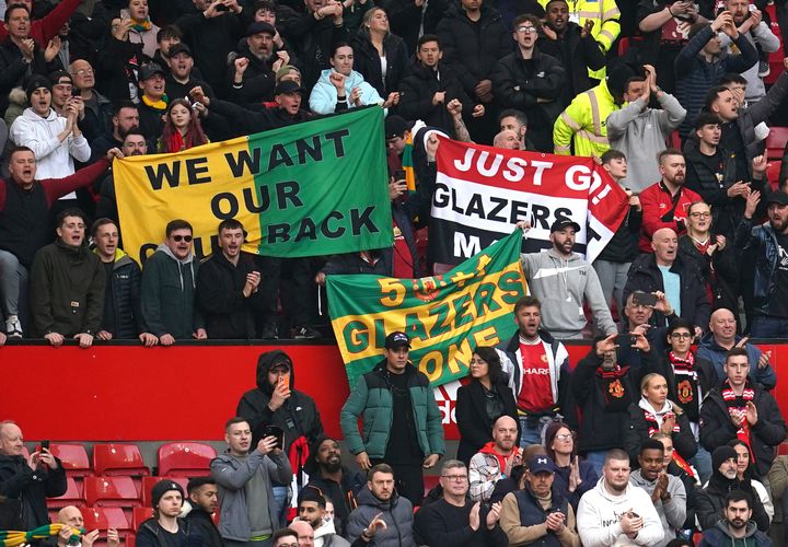 Manchester Utd fans protest against the club's owners, the Glazer family, at Old Trafford