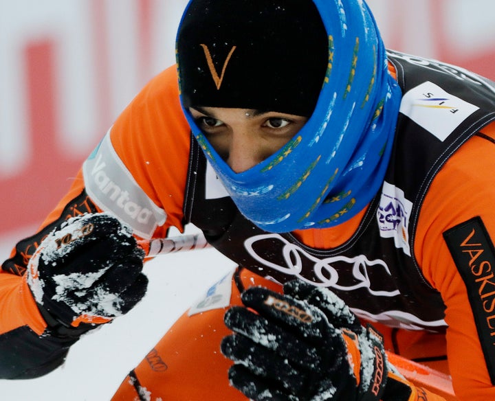 Venezuela's Adrian Solano at the 2017 Nordic Skiing World Championships in Lahti, Finland, Thursday, Feb. 23, 2017. (AP Photo/Matthias Schrader)