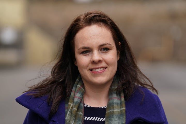 Scottish National Party leadership candidate Kate Forbes in Edinburgh after the recording of a television interview.