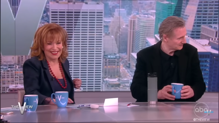 Joy Behar made Liam Neeson “uncomfortable” during a recent appearance on “The View,” the actor said.