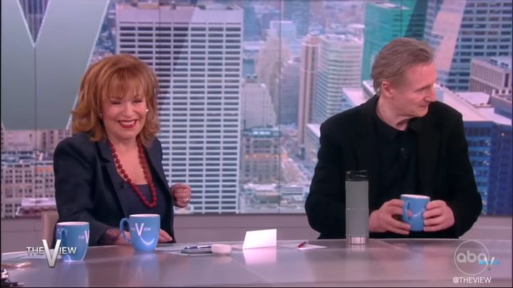 Joy Behar made Liam Neeson “uncomfortable” during a recent appearance on “The View,” the actor said.