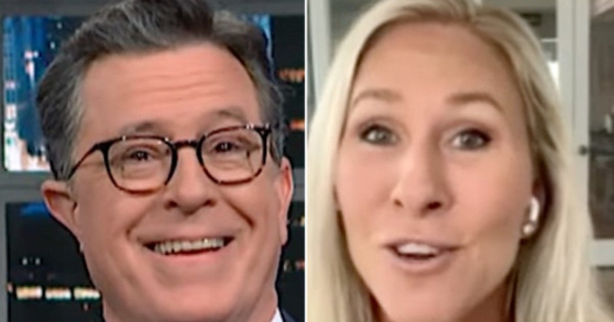 NextImg:'Guess What?' Colbert Has News For 'Divorce' Fiend Marjorie Taylor Greene