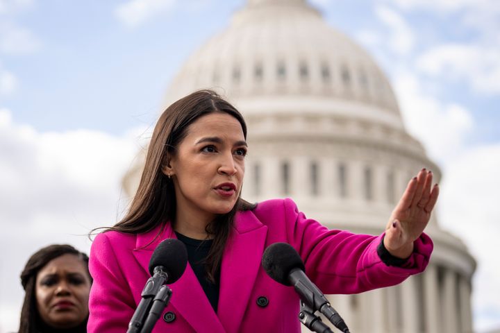 Miller pleaded guilty in December to charges including interfering with law enforcement during a civil disorder, assaulting, resisting or impeding officers and threatening Rep. Alexandria Ocasio-Cortez, pictured.