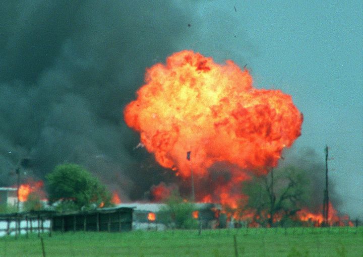 A ball of fire erupts from the Branch Davidian compound in Waco, Texas, on April 19, 1993. Eighty-one Davidians, including leader David Koresh, perished as federal agents tried to drive them out of the compound. A few weeks earlier four agents from the Bureau of Alcohol, Tobacco and Firearms were slain in a shootout at the site. (Jerry W. Hoefer/Fort Worth Star-Telegram/MCT)