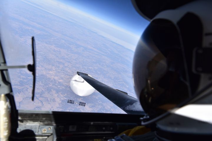 A U.S. Air Force U-2 pilot looks down at a suspected Chinese surveillance balloon as it hovers over the United States earlier this month.