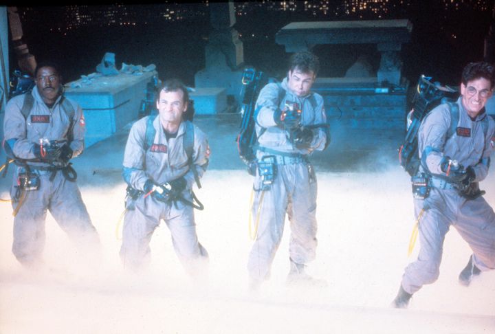 Ernie with Ghostbusters co-stars Bill Murray, Dan Aykroyd and Harold Ramis