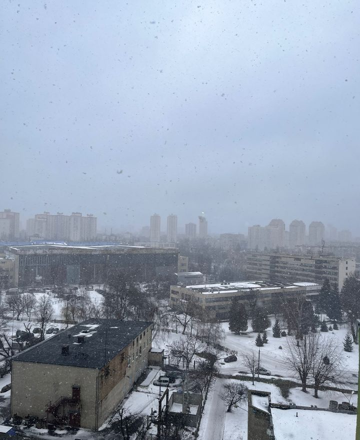 The view from Oleksandra's window from exactly a year ago (February 23, 2022)