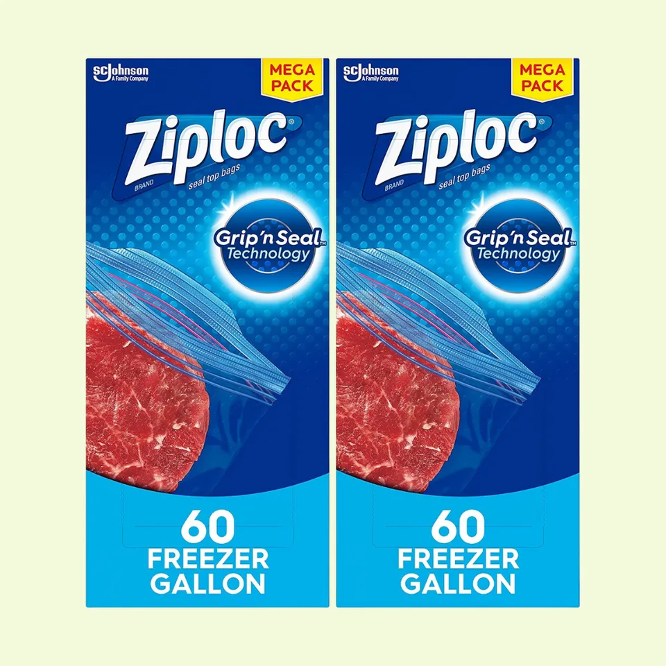 Ziploc Freezer Bag Gallon Mega Pack - 2 pack, 60 bags each