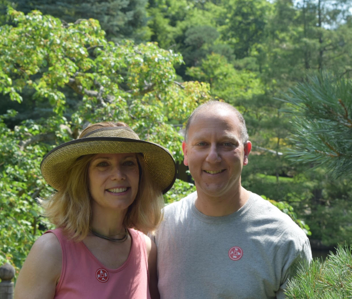 The author and Steve at a botanical garden.