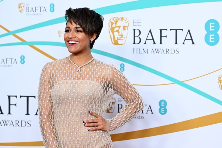 Ariana DeBose on the Bafta red carpet before her performance