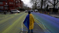  Gigantic Ukrainian Flag Painted On Road Outside Russian Embassy