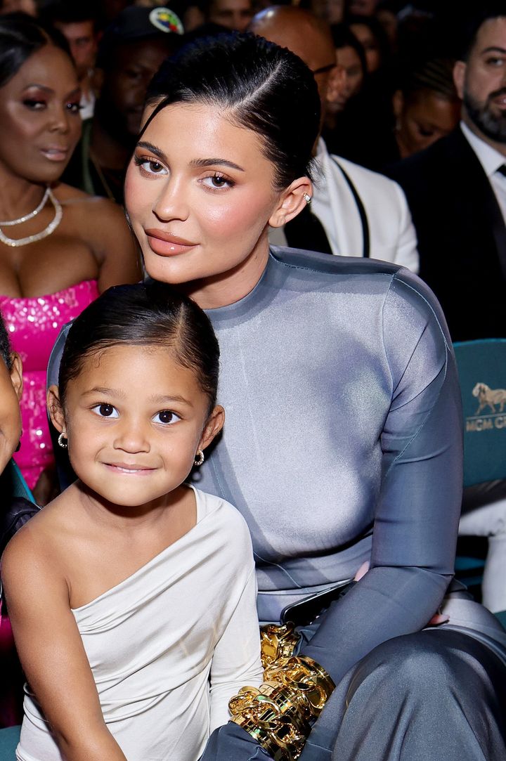 Stormi Webster and Kylie Jenner attend the 2022 Billboard Music Awards on May 15, 2022 in Las Vegas.