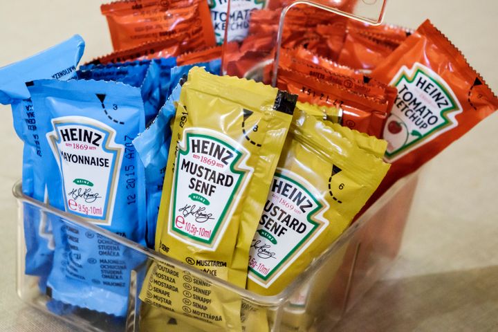 Condiments in Vips. (Photo by: Jeffrey Greenberg/Universal Images Group via Getty Images)