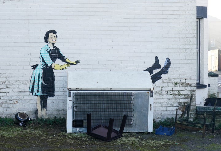 Banksy's "Valentine's Day Mascara" installation in Margate, England.