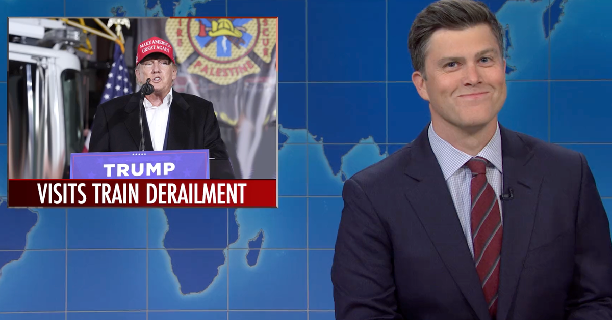 NextImg:Colin Jost Trashes Trump In 'Weekend Update' Roast Of His East Palestine Visit