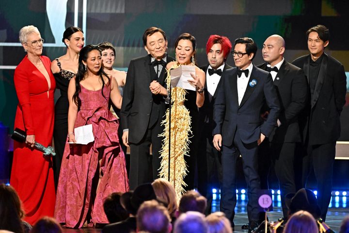 The cast of Everything Everywhere All At Once during Sunday's SAG Awards