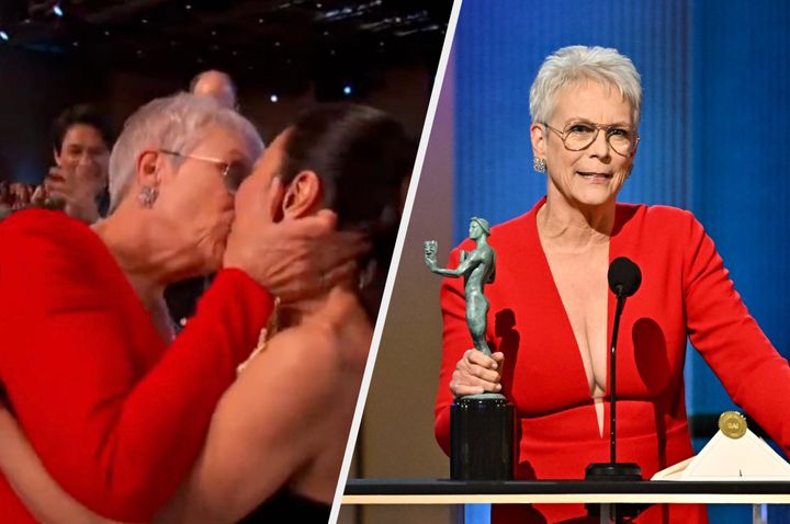 Jamie Lee Curtis Kisses Michelle Yeoh After SAG Awards Win | HuffPost UK  Entertainment