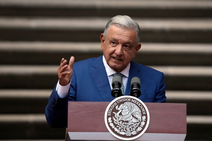 Mexican President Andrés Manuel López Obrador posted a photo on his social media accounts Saturday showing what he said appeared to be a mythological woodland spirit similar to an elf. (AP Photo/Fernando Llano, File)