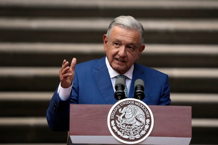 Mexican President Andrés Manuel López Obrador posted a photo on his social media accounts Saturday showing what he said appeared to be a mythological woodland spirit similar to an elf. (AP Photo/Fernando Llano, File)