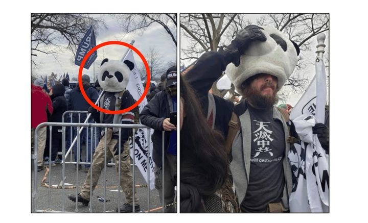 "Sedition Panda" Jesse James Rumson, as seen on Jan. 6, 2021.