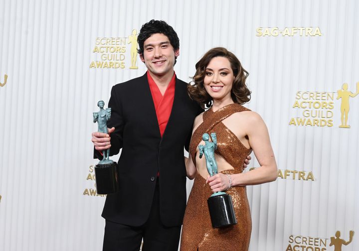 Will and co-star Aubrey Plaza at the SAG Awards on Sunday