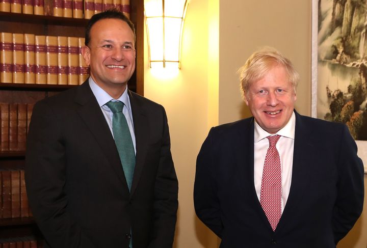 Johnson with the Irish Taoiseach Leo Varadkar in 2019, hashing out the NI Protocol