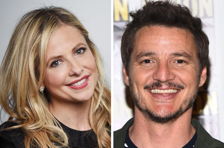 A photo composite of Sarah Michelle Gellar and Pedro Pascal.