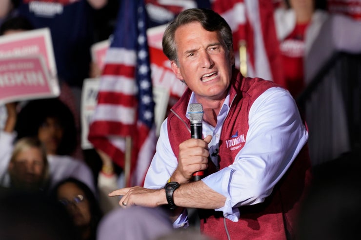 Now-Virginia Gov. Glenn Youngkin campaigns on Oct. 23, 2021.